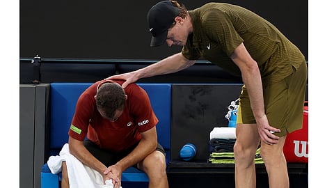 Jannik Sinner consoles Hugo Gaston who retired early after an injury 