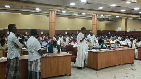 Farmers who lost goats appeal for compensation at grievances redressal meet in Tiruchy on Friday

