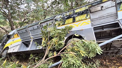 Bus met with an accident on the Tambaram-Maduravoyal bypass road on January 25.