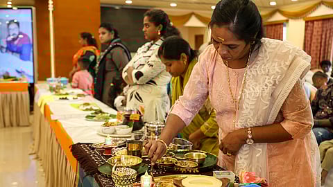 Participants while plating the dishes