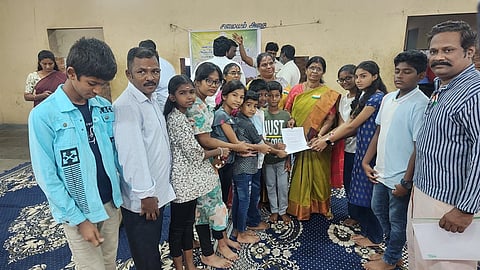 Children of Iyyappanthangal submitted a petition in the Grama Sabha meeting on Monday