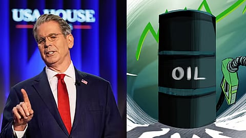 (L-R) Scott Bessent, Illustration of oil