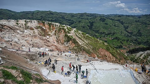 Miners work at the D4 Gakombe coltan mining quarry in Rubaya, Congo