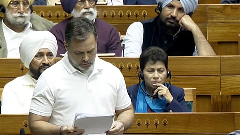 Congress leader Rahul Gandhi at the Lok Sabha session
