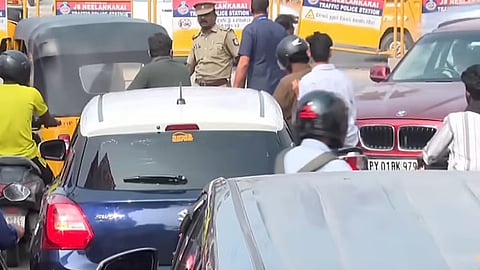 Vijay’s car halted at Neelankarai signal