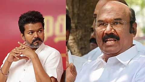 (L-R) TVK president Vijay and AIADMK leader D Jayakumar
