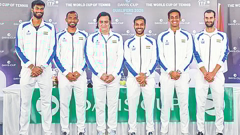 The Indian Davis Cup team with captain Rohit Rajpal on Friday