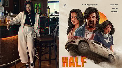 Amala Paul and poster from the film 