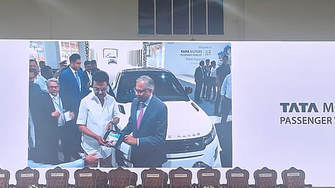 Tata Motors Passenger Vehicles and Jaguar Land Rover (JLR) greenfield car manufacturing facility being launched by Chief Minister MK Stalin alongside Tata Motors and JLR Chairman N Chandrasekaran, in Ranipet.