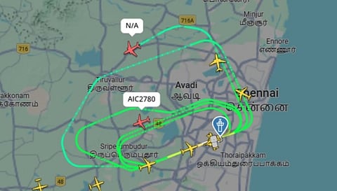 Private aircraft circles over Chennai Airport 