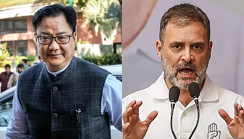 (L) Kiren Rijiju, (R) Rahul Gandhi