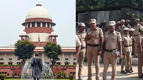 (L) Supreme Court, (R) Representative image of police 