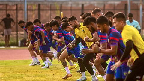 Chennaiyin FC players training in Chennai on February 13
