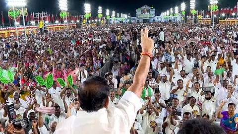 AIADMK general secretary Edappadi Palaniswami at the party's poll campaign in Veerpandi constituency in Salem district last month