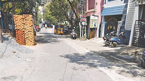 Portion og the Poompuhar Nagar 11th Cross Street in Kolathur, milled for stormwater drain works