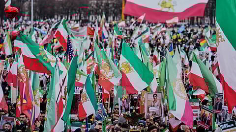 Supports of Iran’s exiled Crown Prince Reza Pahlavi attend a demonstration during the Munich Security Conference in Munich, Germany in February 14.