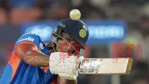  India's Shivam Dube plays a shot during an ICC Men's T20 World Cup 2026 cricket match between India and Netherlands, at the Narendra Modi Stadium, in Ahmedabad, Wednesday, Feb. 18, 2026.