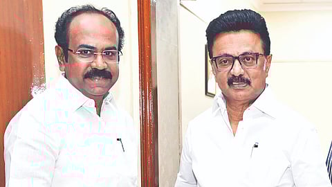 Finance Minister Thangam Thennarasu presents the Interim Budget document to Chief Minister Stalin on Tuesday