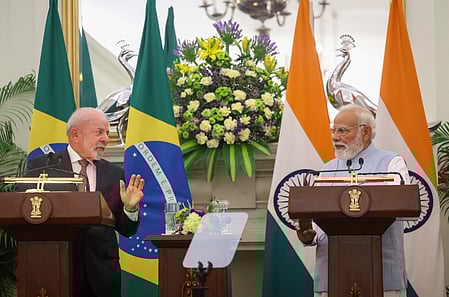 Brazil President Luiz Inacio Lula da Silva and Prime Minister Narendra Modi 