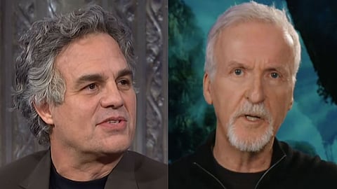 Hollywood actor Mark Ruffalo (L) and director James Cameron