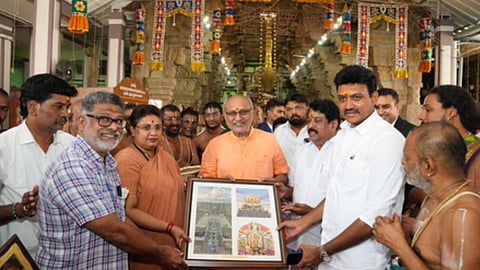 Image of Vice President Radhakrishnan in the temple
