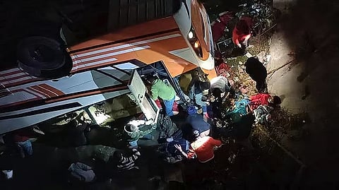 Visuals of the bus accident in Dhading district in Nepal. 

