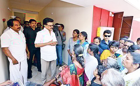 Chief Minister MK Stalin interacting with Sri Lankan Tamils living at Rehabilitation Camp in Kanniyakumari