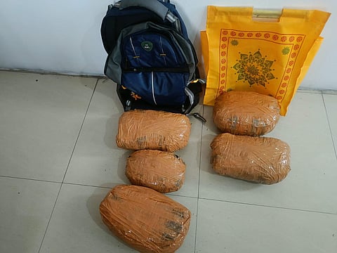The seized ganja and other valuables