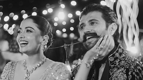 Rashmika Mandanna and Vijay Deverakonda from their sangeeth night 