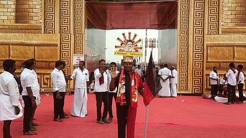 A DMK cadre at the state conference in Tiruchy on Tuesday
