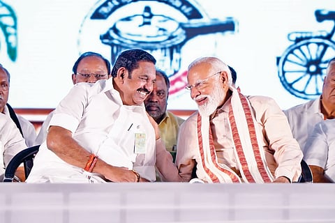 PM Modi sharing a light moment with Edappadi Palaniswami