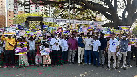 Protest seeking the extension of Metro Rail linkage to Manali New Town