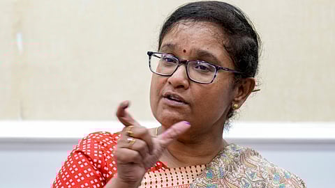 Chief Electoral Officer (CEO) Archana Patnaik addresses a press conference regarding the Tamil Nadu Assembly elections, at Secretariat in Chennai, Monday, March 16, 2026 