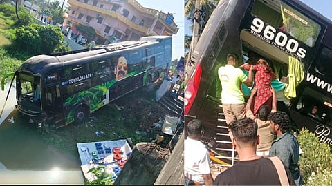 Passengers being rescued from the ill-fated bus