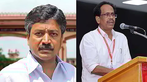 AIADMK leader CVe Shanmugam and CPI state secretary M Veerapandian