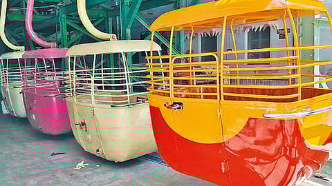 Test run of the ropeway car