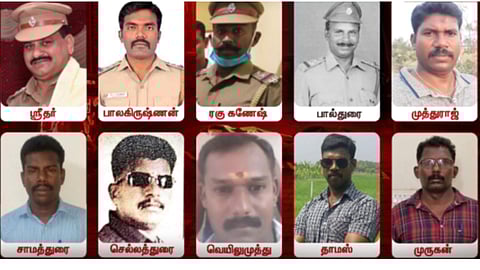 (L-R, top to bottom) Sridhar, Balakrishnan, Ragu Ganesh, Pauldurai, Muthuraj, Samadurai, Chelladurai, Veil Muthu, Thomas, Murugan