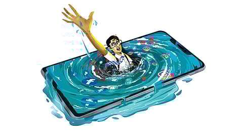 Illustration for phone addiction