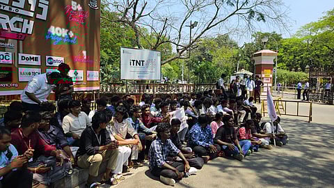Students protesting at Anna University