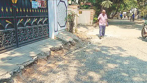 Exposed cables running along the entrance of a house in Veerabathran Street