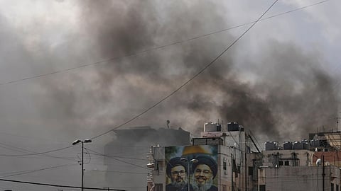 Smoke rises following an Israeli airstrike