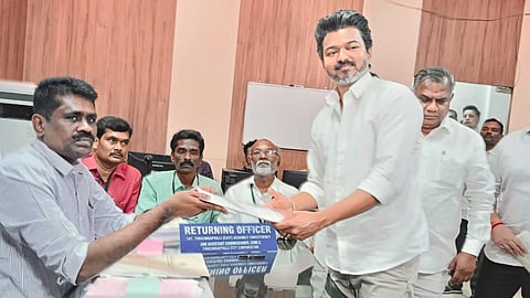 TVK chief Vijay files his nomination from Tiruchy East.