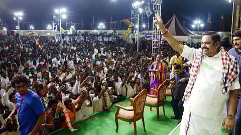 AIADMK general secretary Edappadi Palaniswami at the party's campaign in Neyveli on Sunday 