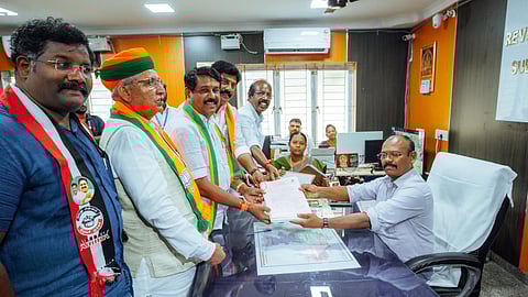 TN BJP chief Nainar Nagenthran filed from Sattur in the presence of Union Minister Arjun Ram Meghwal