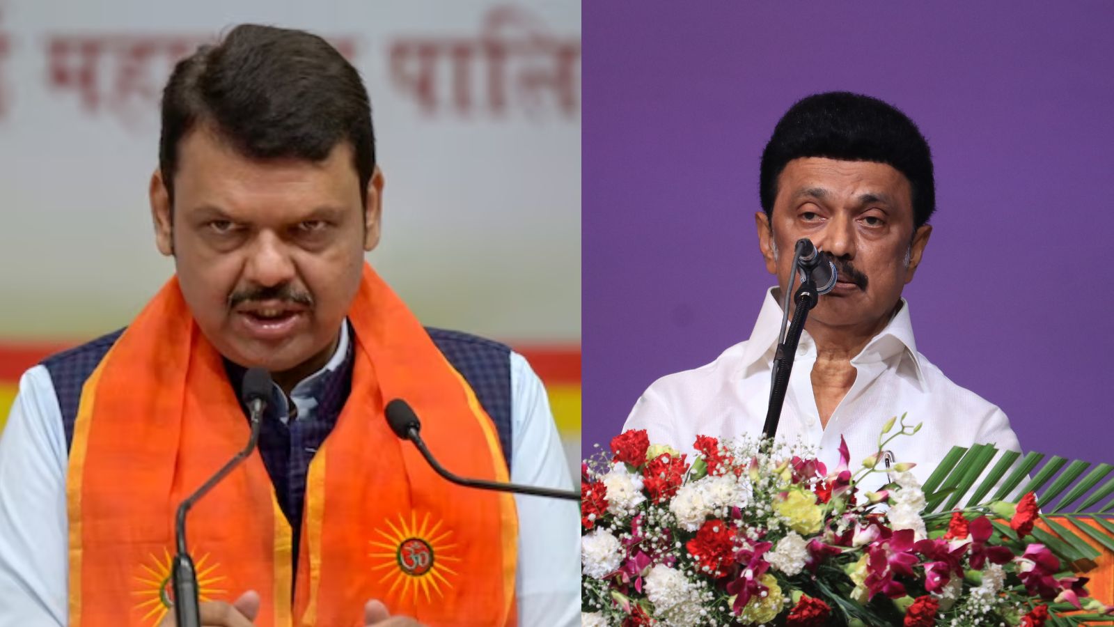 Maharashtra Chief Minister Devendra Fadnavi and Tamil Nadu Chief Minister MK Stalin