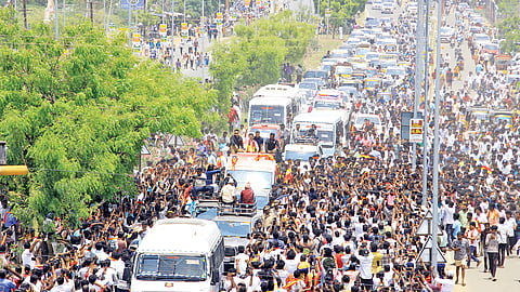 TVK president Vijay at the campaigning in Tirunelveli