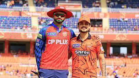 PBKS skipper Shreyas Iyer with SRH captain Ishan Kishan during the toss