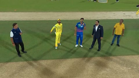 CSK skipper Ruturaj Gaikwad and DC captain Axar Patel during the toss