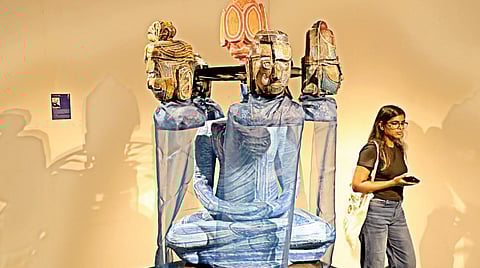 An art installation at “The Whole Story” event held as part of the
Vaanam Art Festival at the Lalit Kala Akademi on Sunday