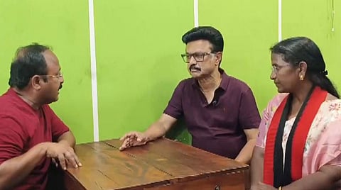 MK Stalin at a local shop in Vellore